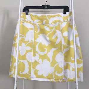 Yellow and white mini skirt